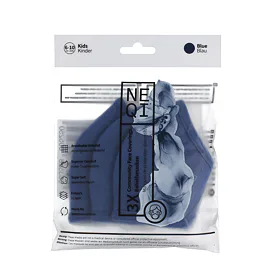 NEQI Kids Community Face Coverings 6-10 Years Blue Rouška a respirátor pro děti 3 ks
